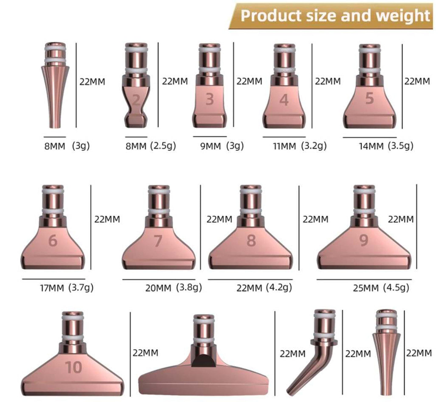 13 Pieces Rose Gold Metal Diamond Painting Tool Pen Heads Cross Stitch Replacement Craft