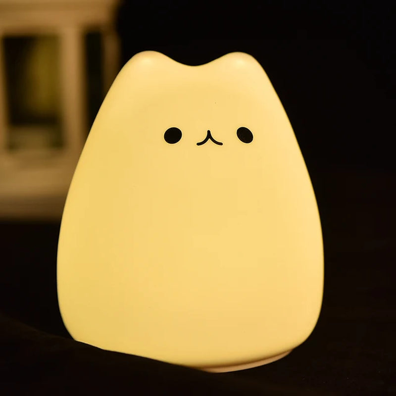 Cute Night Light for Kids Room Cartoon Silicone Led Night Light Dog Cat Deer Bear Duck Rechargeable USB Lamp Children Gift