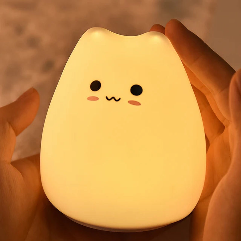 Cute Night Light for Kids Room Cartoon Silicone Led Night Light Dog Cat Deer Bear Duck Rechargeable USB Lamp Children Gift
