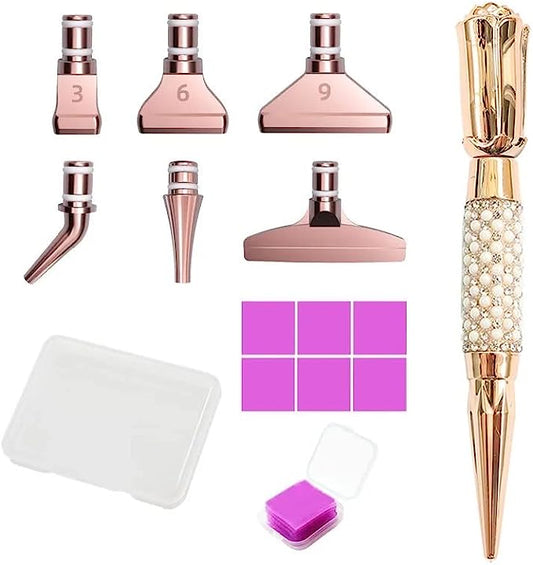 Rose Gold Metal Point Drill Pen Diamond Painting Tools Kit DIY Craft Accessories