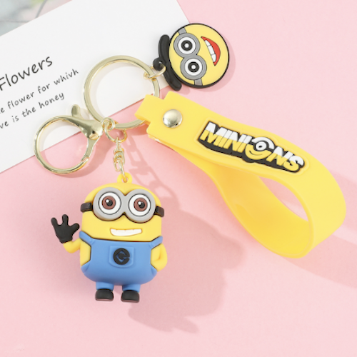 Cute 3D Rubber Minions Toy Keyring Keychain Wristlet - Bob Character