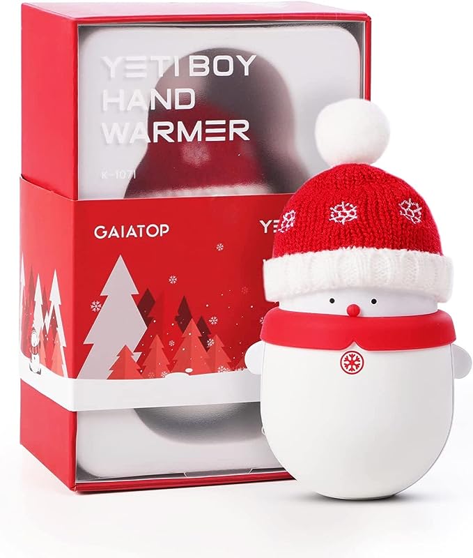 Red Snowman Hand Warmer Rechargeable USB Power Bank Portable Charging Treasure